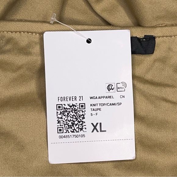 NEW XL Forever 21 Khaki Beige Textured Crop Top Sleeveless Stretch Boho Bohemian - Picture 11 of 13